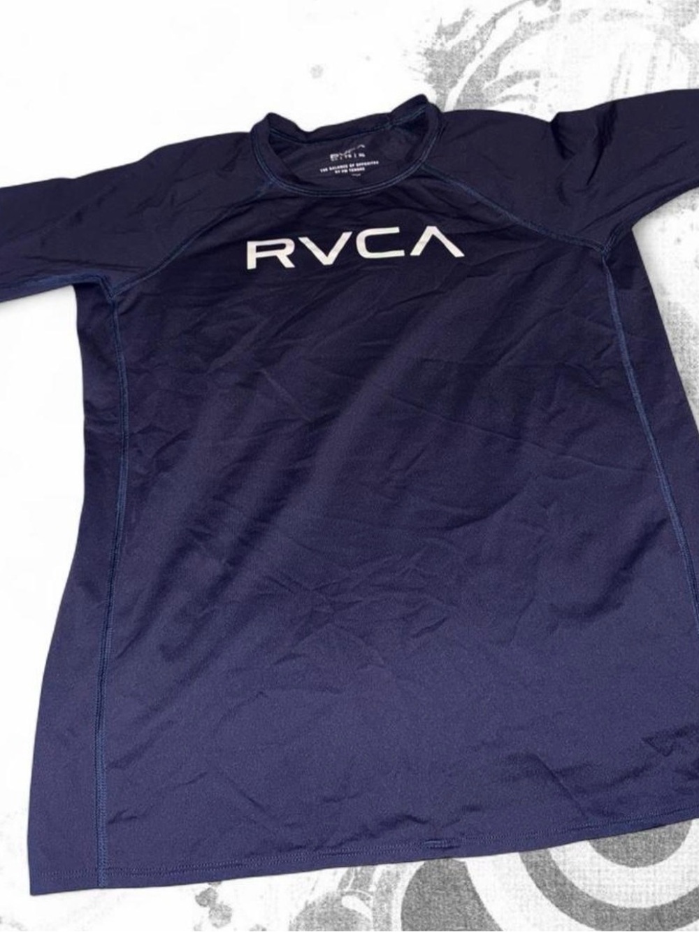 RVCA Kid’s Dark Navy Blue Logo Rash Guard